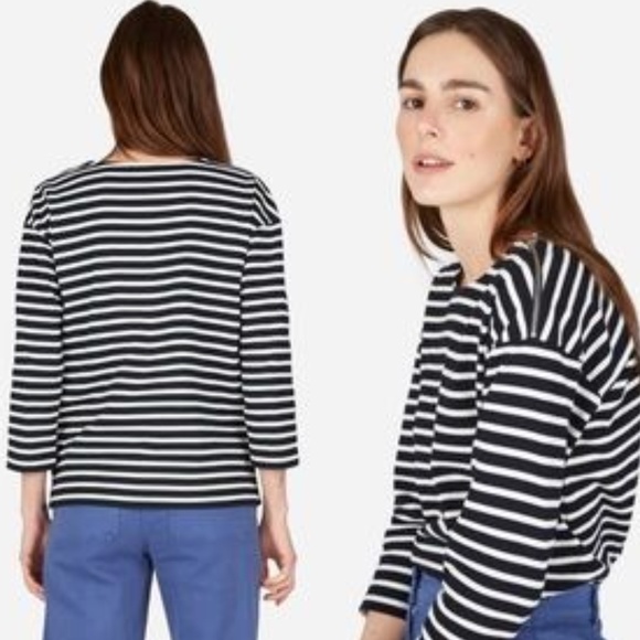 Everlane Tops - NWOT Everlane Breton Cotton Tee Navy/Bone